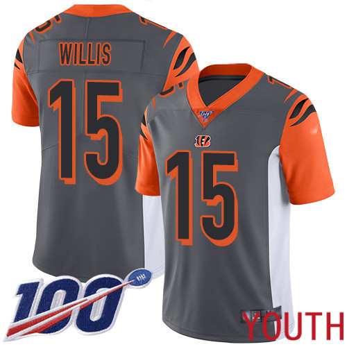 Cincinnati Bengals Limited Silver Youth Damion Willis Jersey NFL Footballl #15 100th Season Inverted Legend->youth nfl jersey->Youth Jersey